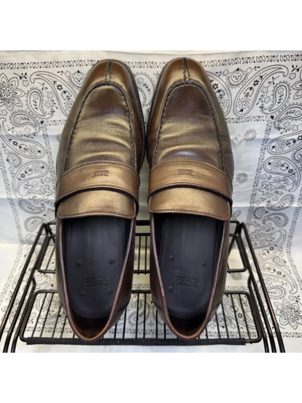 Boss By Hugo Boss Loafers Brown Leather Apron Toe Mens Size 10 EUC
